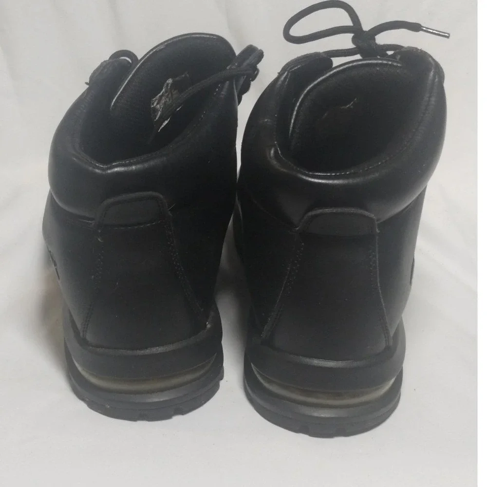 M-Gear Mens Black Leather Air Cushion Hiking Work Boots Size 13 Round Toe LaceUp